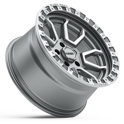Black Rock Cobra 5S Silver Machined 17x9 wheel for KGM SsangYong Musso and Rexton, view 3