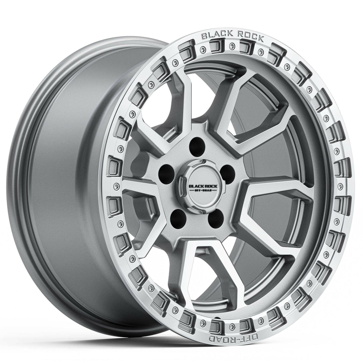 Black Rock Cobra 5S Silver Machined 17x9 wheel for KGM SsangYong Musso and Rexton