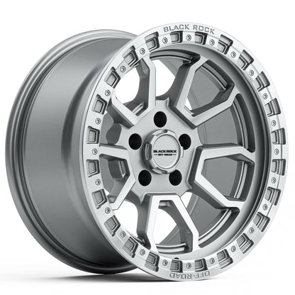 Black Rock Cobra 5S Silver Machined 17x9 wheel for KGM SsangYong Musso and Rexton