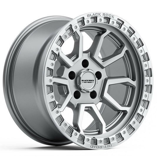 Black Rock Cobra 5S Silver Machined 17x9 wheel for KGM SsangYong Musso and Rexton