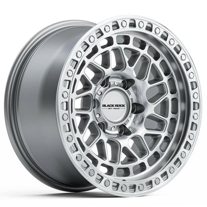 Black Rock Fury Silver Machined 17x9 wheel for KGM SsangYong Musso and Rexton
