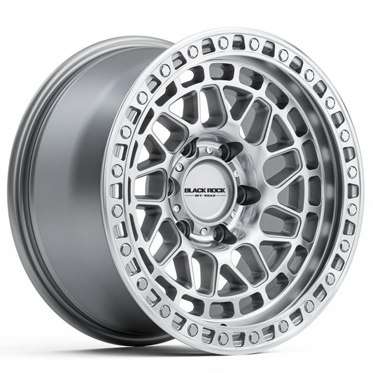 Black Rock Fury Silver Machined 17x9 wheel for KGM SsangYong Musso and Rexton