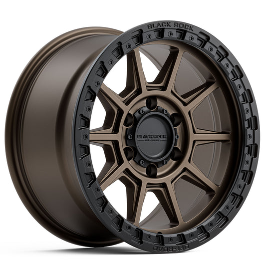 Black Rock Gunner Dark Bronze Black Ring 17x9 wheel for KGM SsangYong Musso and Rexton
