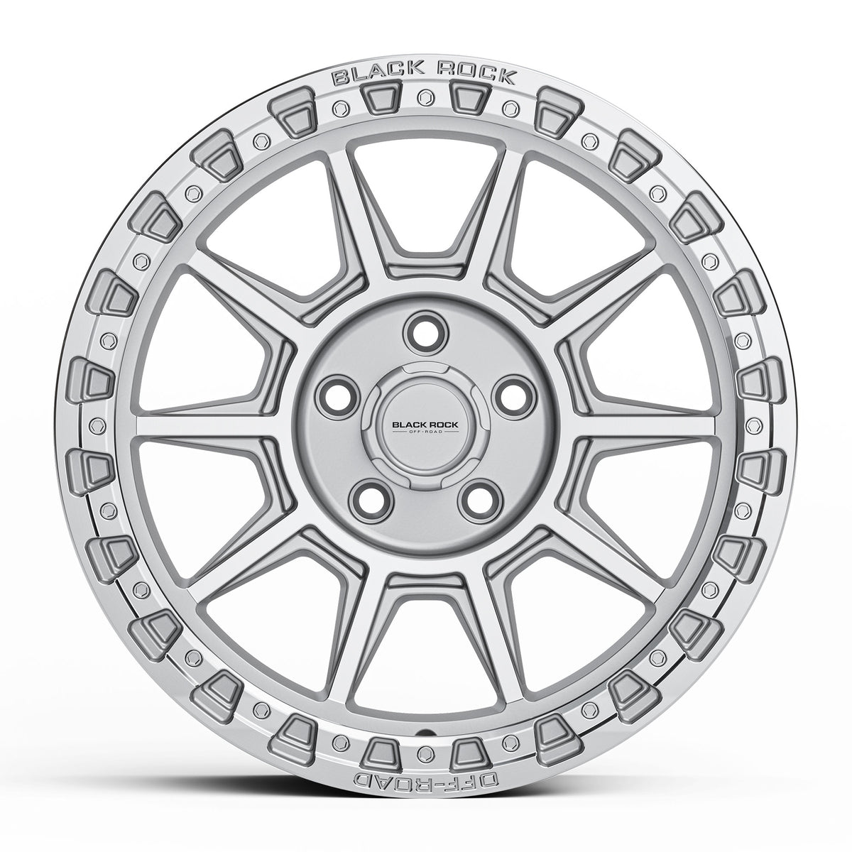 Black Rock Gunner Silver Machined 17x9 wheel for KGM SsangYong Musso and Rexton, view 2