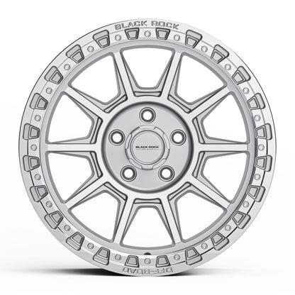 Black Rock Gunner Silver Machined 17x9 wheel for KGM SsangYong Musso and Rexton, view 2