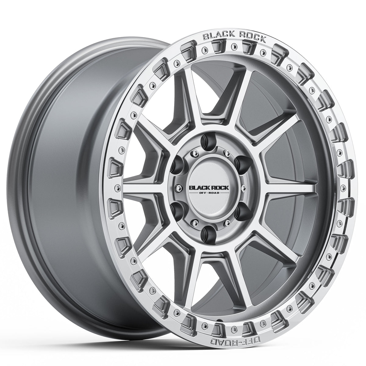 Black Rock Gunner Silver Machined 17x9 6x139.7 wheel for Toyota Prado 250 and Lexus GX550