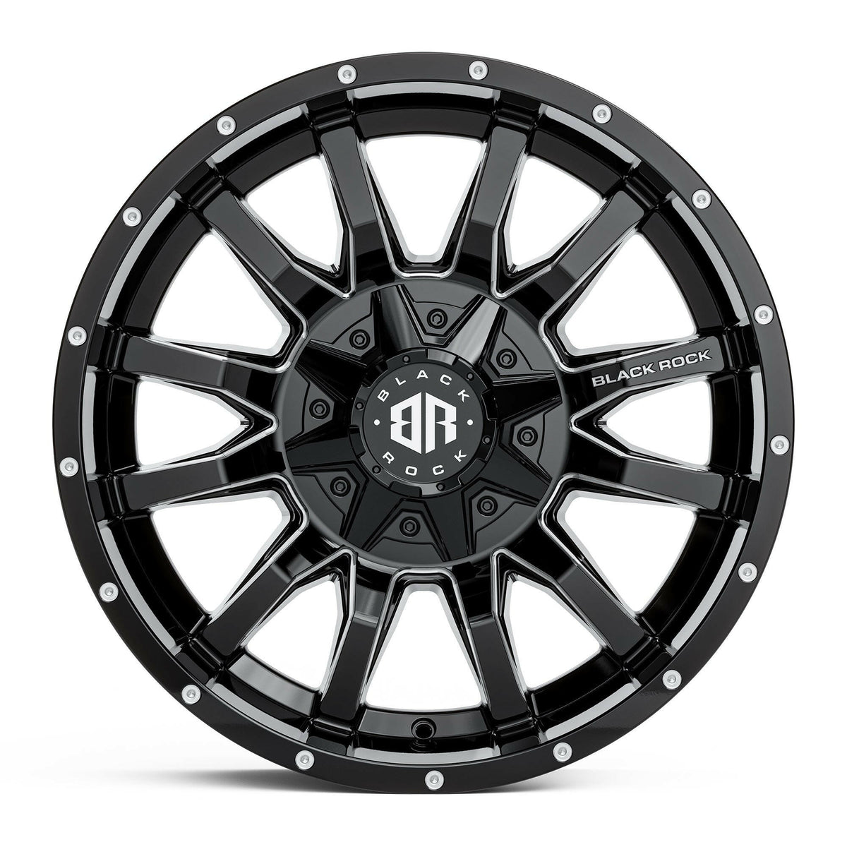 Black Rock Predator Gloss Black Milled 17x9 wheel for KGM SsangYong Musso and Rexton