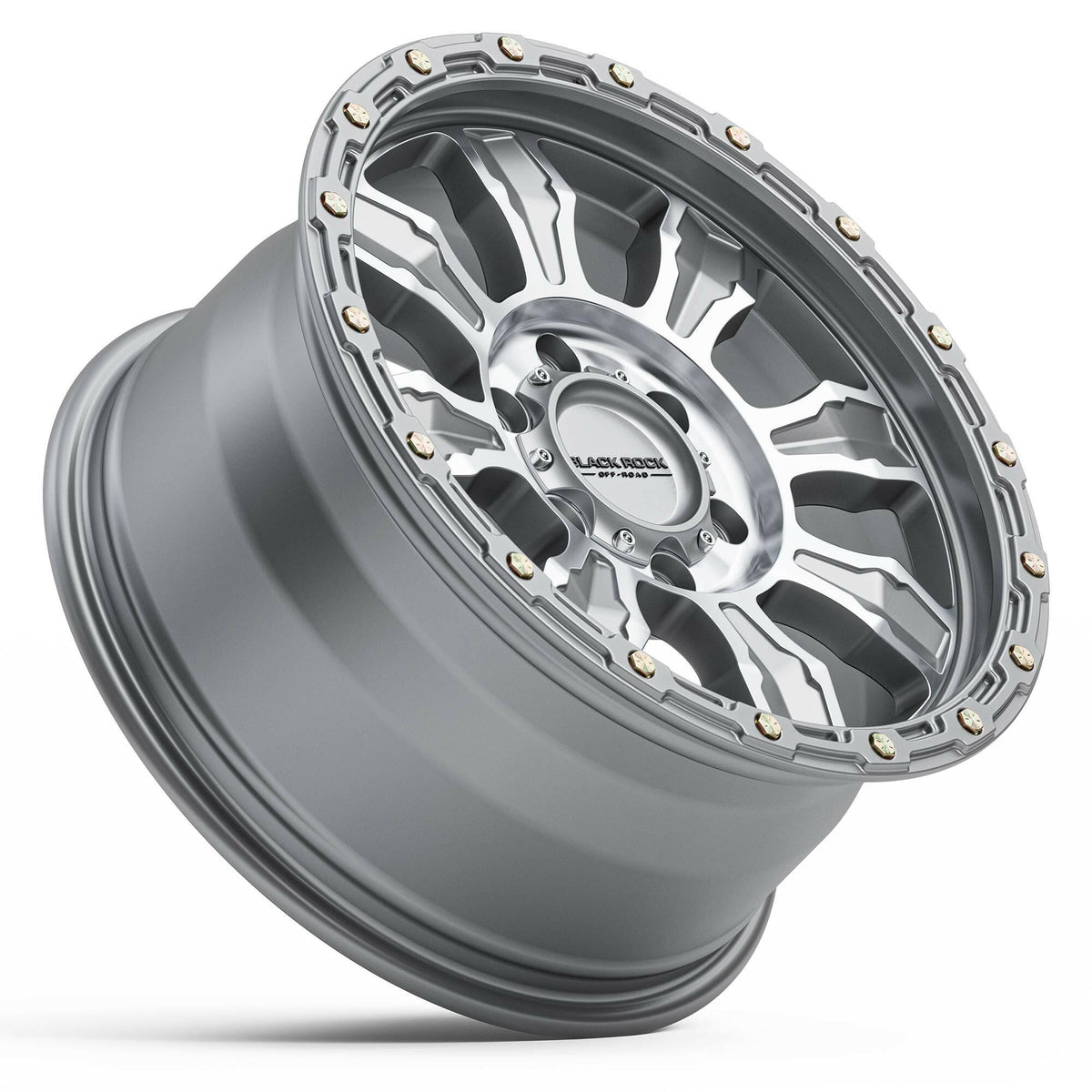 Black Rock Venture Silver Machined 17x8.5 wheel for KGM SsangYong Musso and Rexton, view 3