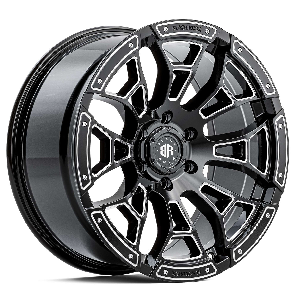 Black Rock Widow Gloss Black Milled 20x9 6x139.7 wheel for Toyota Prado 250 and Lexus GX550