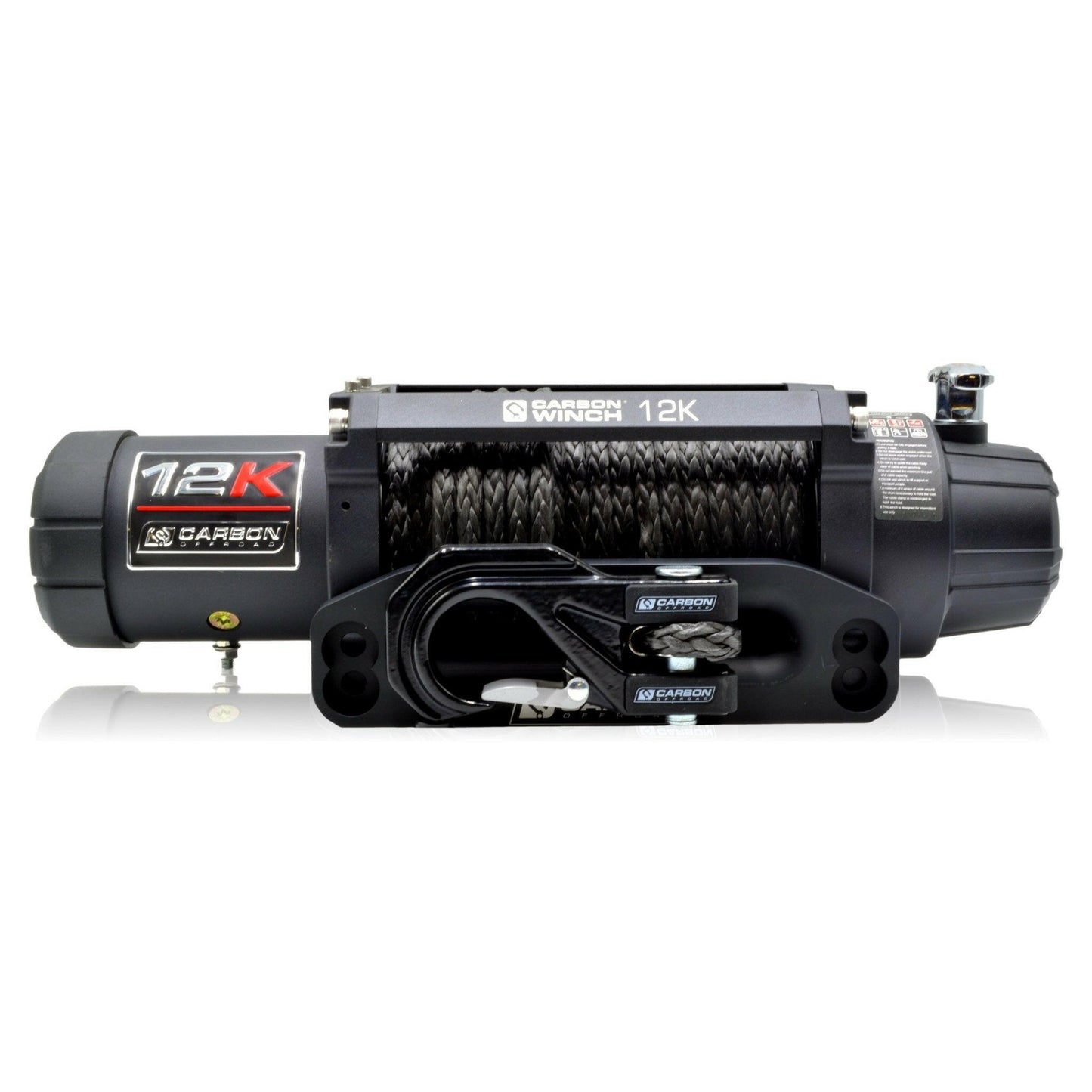 Carbon 12K 12000lb Electric Winch With Black Rope & Hook VER. 3.