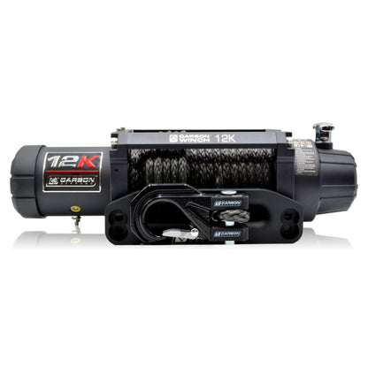 Carbon 12K 12000lb Electric Winch With Black Rope & Hook VER. 3.