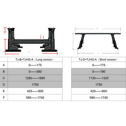 PEAK Ladder Rack System (Black) for KGM SsangYong Musso, view 9