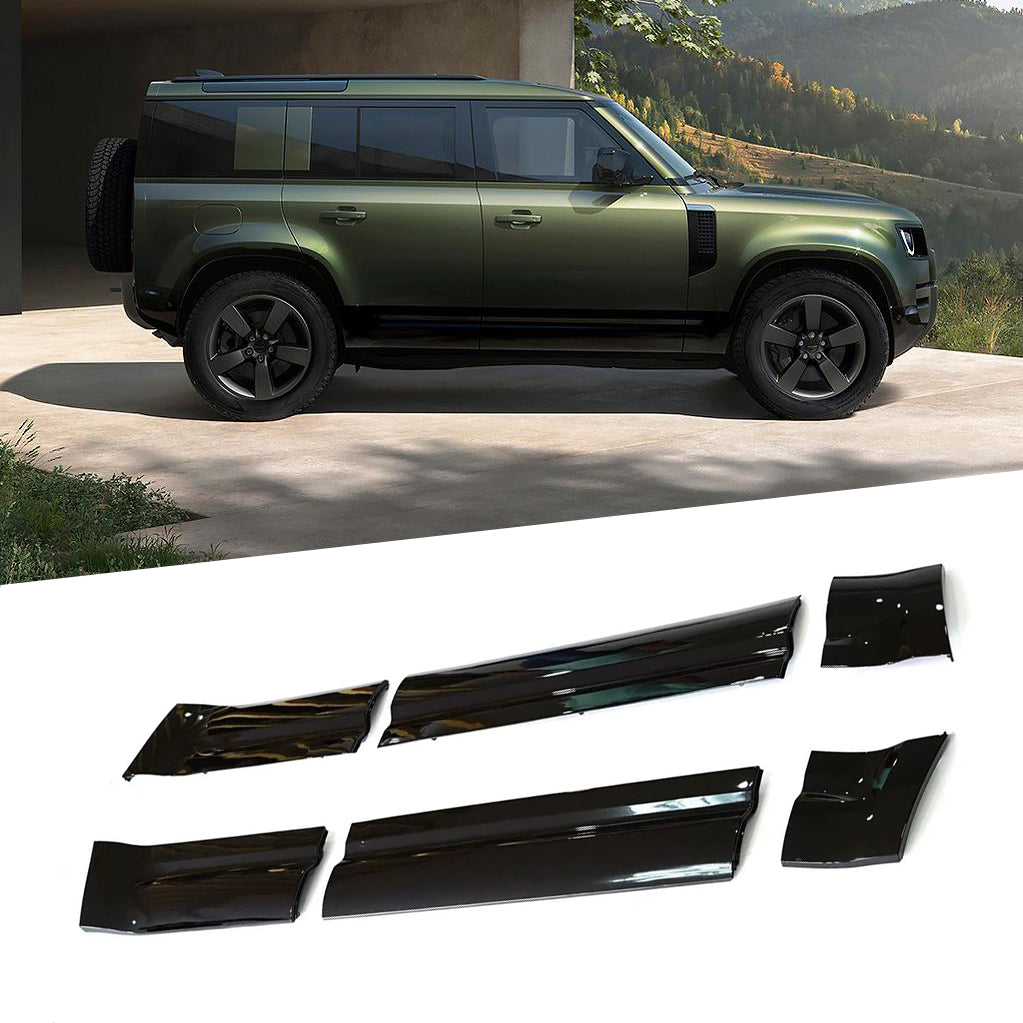 Gloss Black Side Door Moulding Skirt Trim Kit for Land Rover Defender 110 / 130 (L663)