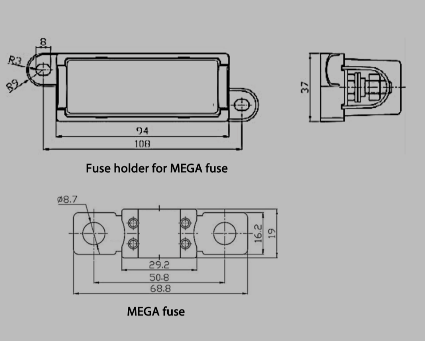 100 Amp Mega Fuse.