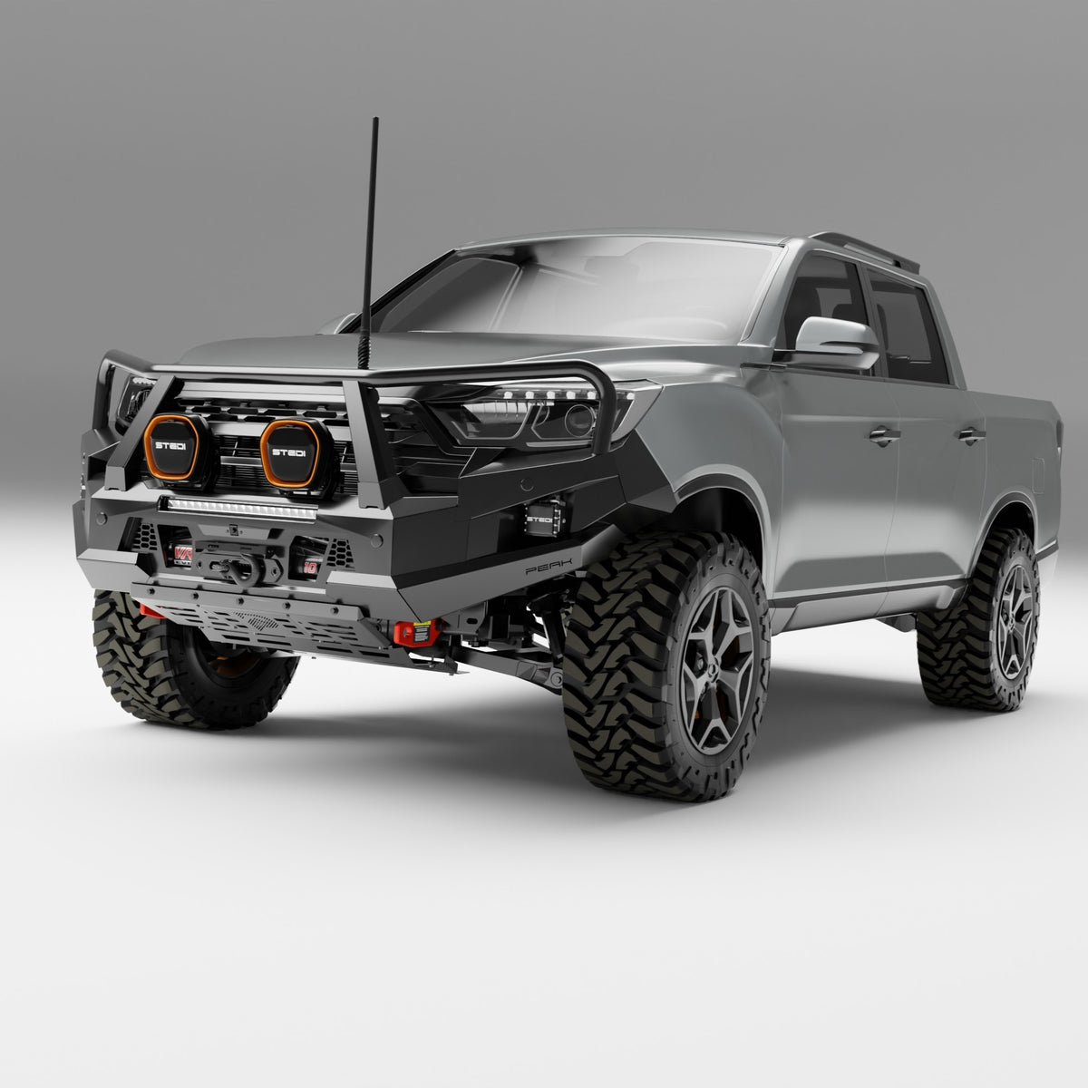 PEAK M1 NightHawk Steel Bull Bar (Triple Loop) for KGM SsangYong Musso, view 3