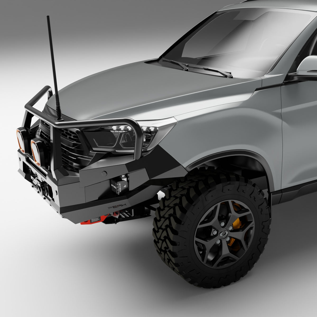 PEAK M1 NightHawk Steel Bull Bar (Triple Loop) for KGM SsangYong Musso, view 7