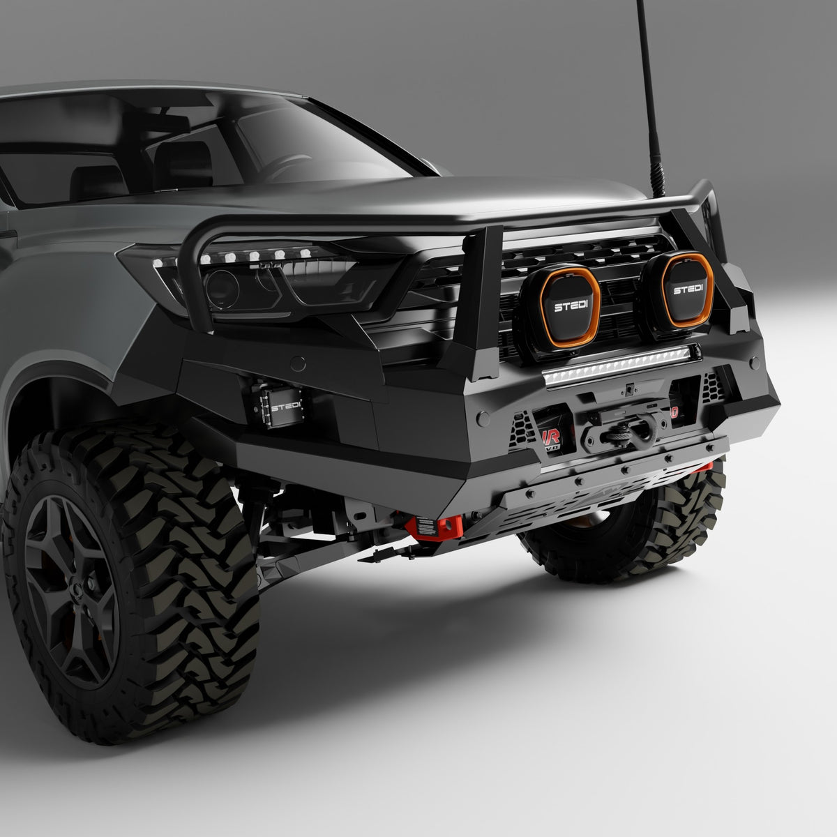 PEAK M1 NightHawk Steel Bull Bar (Triple Loop) for KGM SsangYong Musso, view 9