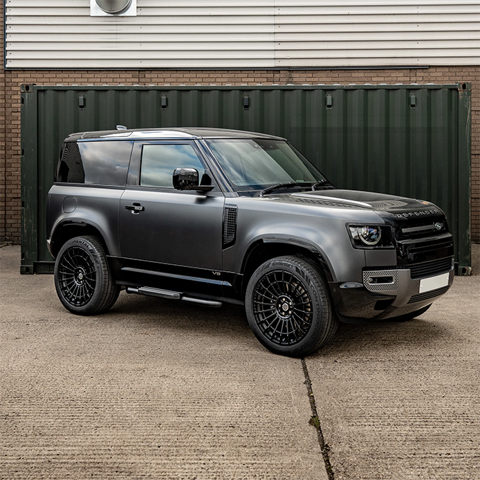 Black Side Steps for Land Rover Defender 90 (L663), view 5
