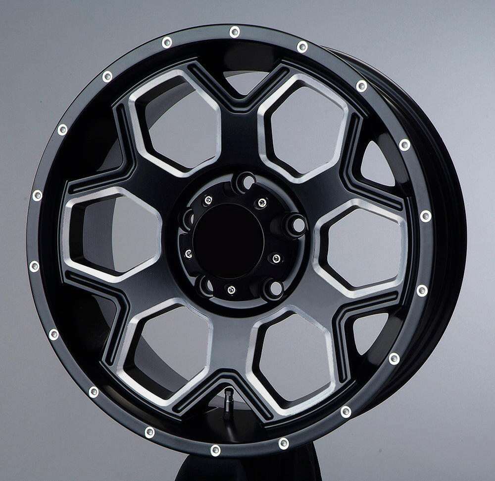 17" Sugar Ray 7930 Semi Matt Black Milled Spoke Wheels for Musso & Rexton.