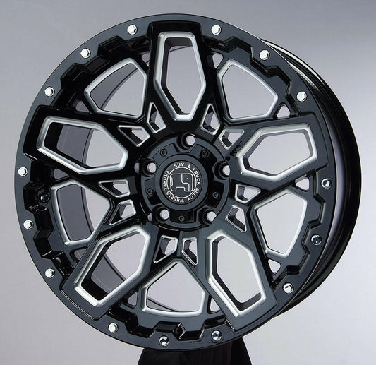 18" Sugar Ray 8252 Gloss Black Milled Spokes Wheels for Musso & Rexton.