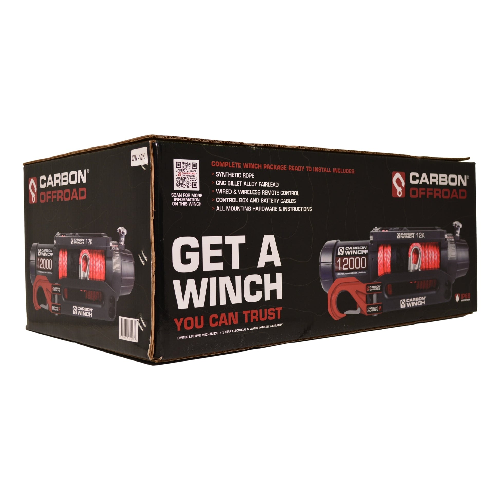 24 VOLT Carbon 12K 12000lb Electric winch with synthetic rope - CW-12K_24V 11