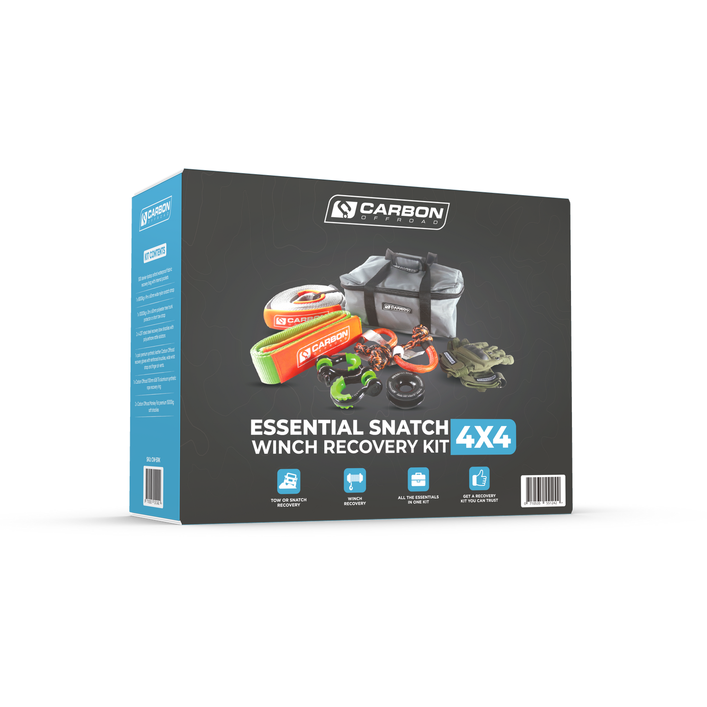 Carbon Offroad Essential Snatch and Winch 4x4 Recovery Kit - NEW 2023 Update - CW-ERK 2