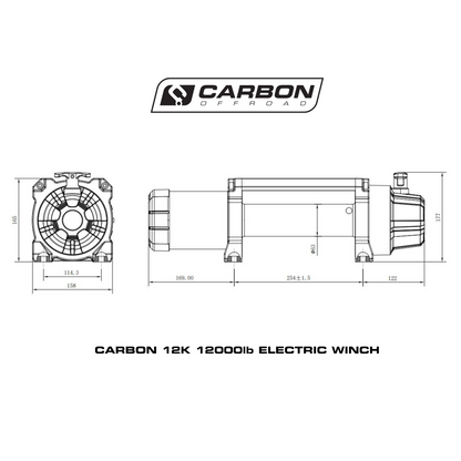 Carbon 12K V.3 12000lb Winch Black Hook Installers Combo Deal - CW-12KV3-COMBO1 3