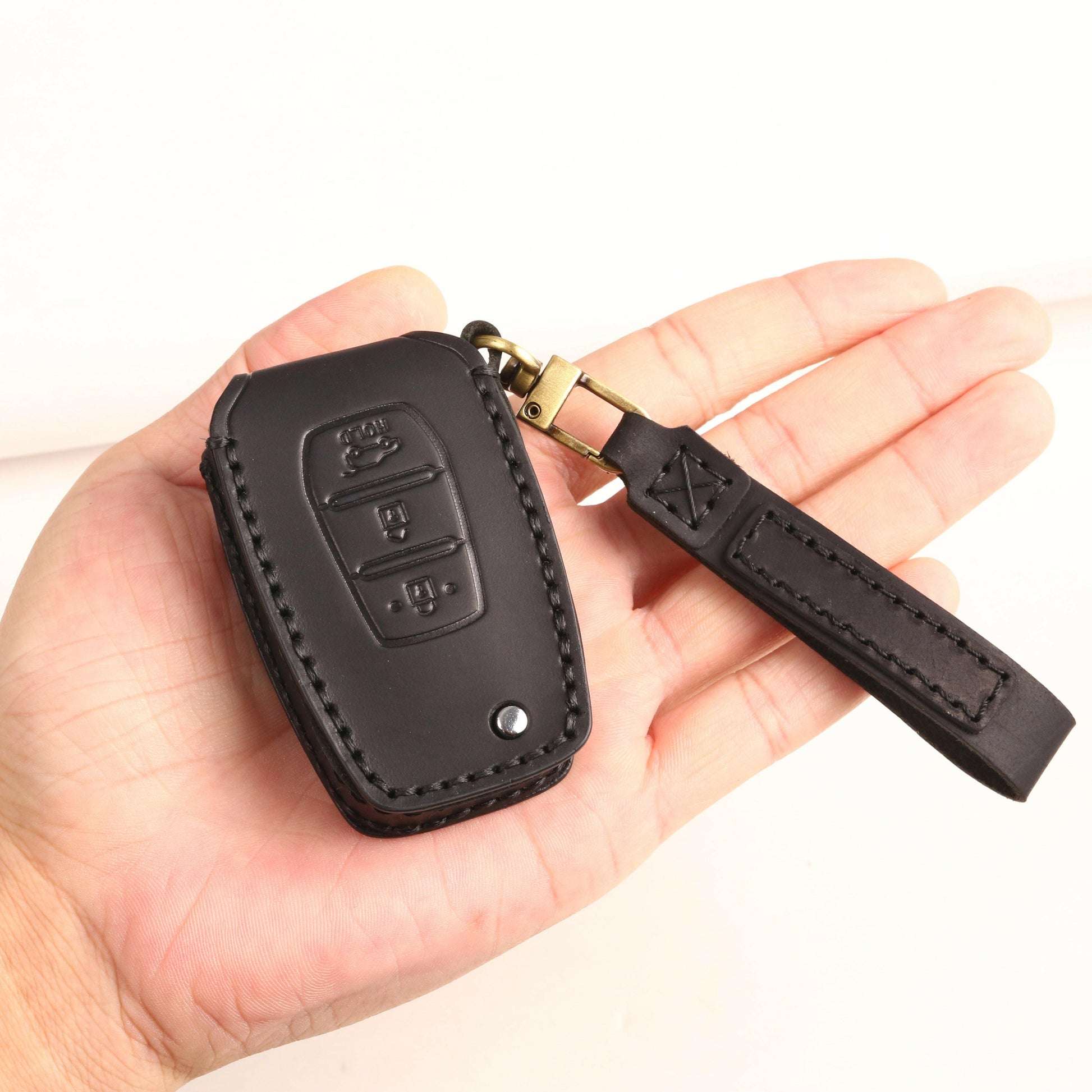 SsangYong Musso Genuine Leather Key Case (BROWN).