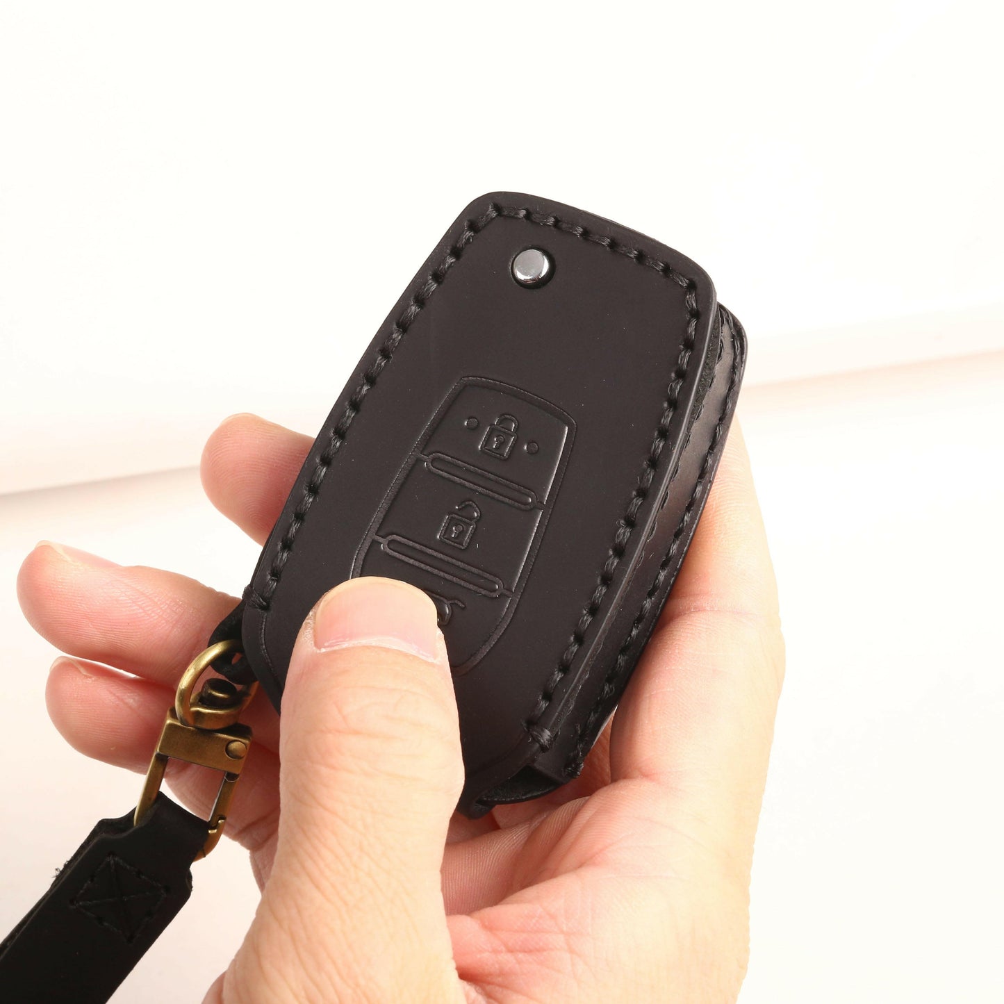 SsangYong Musso Genuine Leather Key Case (BROWN).