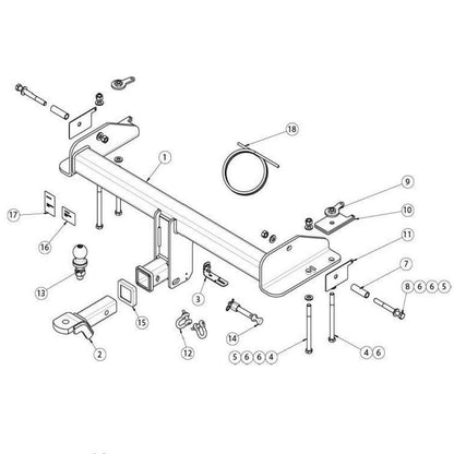 TrailBoss Heavy Duty 3500kg Tow Bar For SssangYong Musso (LWB Only).