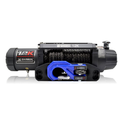Carbon 12K 12000lb Electric Winch With Black Rope & Blue Hook VER. 3 - CW-12KV3B 1