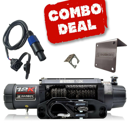 Carbon 12K V.3 12000lb Winch Black Hook Installers Combo Deal - CW-12KV3-COMBO1 2