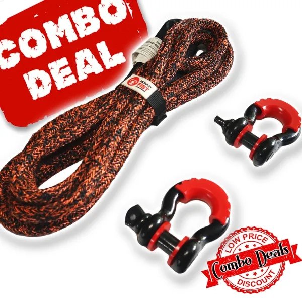 Carbon 4m 14000kg Bridle Recovery Rope and 2 x Bow Shackle Combo Deal - CW-COMBO-HT0054-SHAK45 1