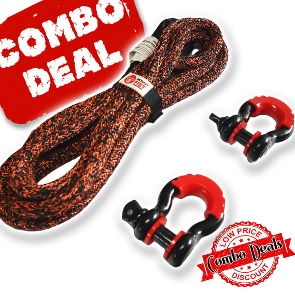 Carbon 4m 14000kg Bridle Recovery Rope and 2 x Bow Shackle Combo Deal - CW-COMBO-HT0054-SHAK45 2